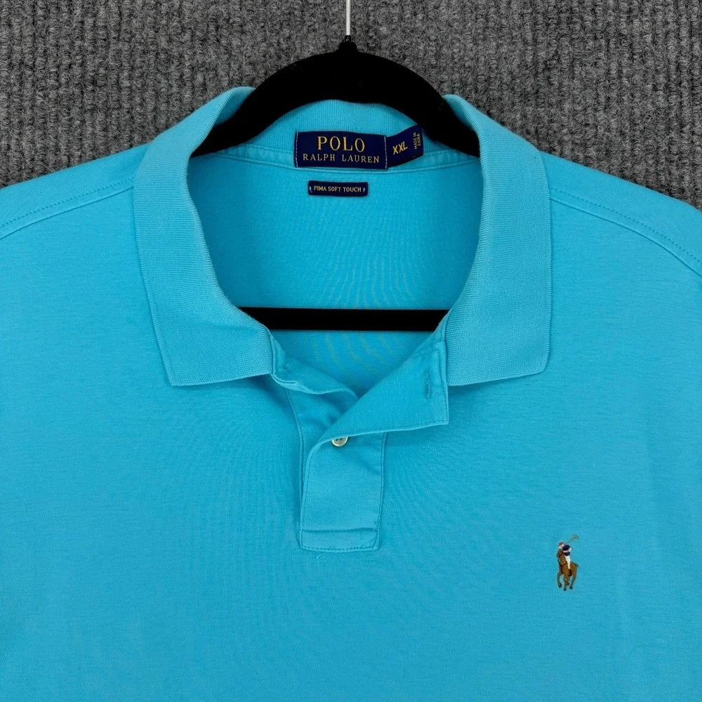 Polo Ralph Lauren mens shirt XXL Pima Soft Touch ss polo embroidered logo blue